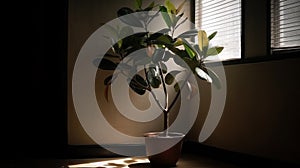 air purifying tree There is natural light from the window.