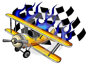 Air racing. Vector retro race airplane. illustration