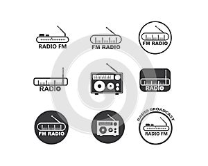 on air radio broadcast logo icon vector illustration