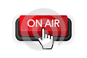 On air red button on white backround. Vector illustration.