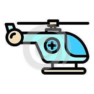 Air rescue helicopter icon color outline vector