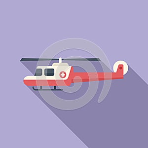 Air rescue helicopter icon flat vector. Sea chopper