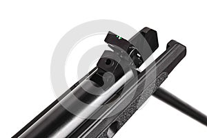 Air rifle with a telescopic sight isolate on a white background. Pneumatic gun. Sports air rifle for accurate aiming shooting