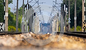 Air ripple over railroad tracks on a hot summer day.