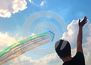 Air show in the sky in Zhukovsky