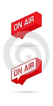 On Air sign, emblem, logo. Live stream symbol. Speech bubble. Vector illustration