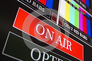 On-Air sign in a television control room