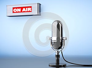 On Air Sign with Vintage Microphone