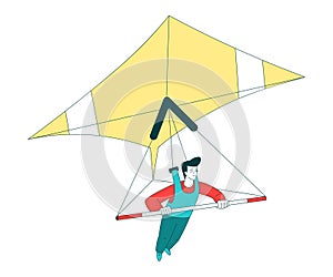 Air Sport with Man Character Hang Gliding Vector Illustration