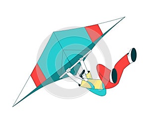 Air Sport with Man Character Hang Gliding Vector Illustration