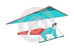 Air Sport with Man Character Hang Gliding Vector Illustration