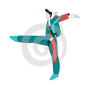 Air Sport with Man Character Parachuting and Skydiving Freefall and Doing Stunts Vector Illustration