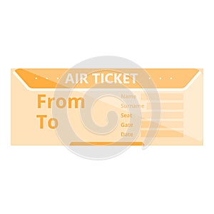 Air ticket icon, cartoon style