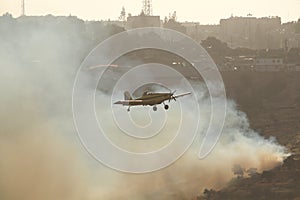 Air Tractor AT-802 Fire fighting aircraft extinguishing a fire