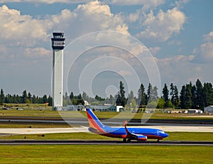 Air Traffic Control Tower and an Airplane