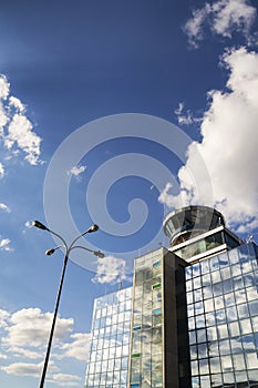 Air traffic control tower on airport in Prague, Czech Republic