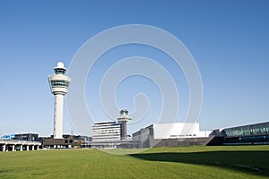 Air traffic control tower at airport Schiphol, Netherlands