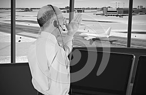 Air traffic controller at work