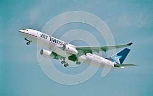 Air Transat Airbus A330-243 departing london heathrow  LGH on  on April 23 , 19999.