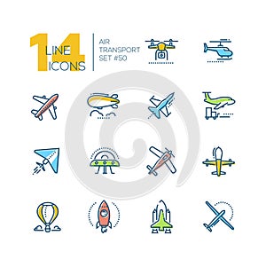 Air transport - line design icons set