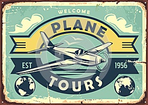 Air transport vintage metal sign