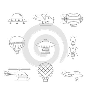 Air transportation outline icon set. Part three.