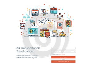 Air transportation travel concept