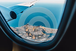 Air Travel, airplane window, over Australia, seascape