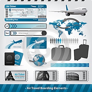 Air travel design elements flight boarding