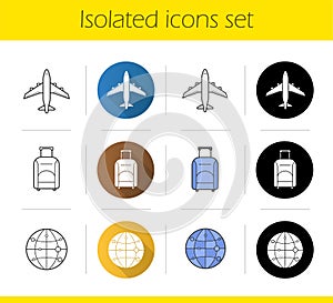 Air travel icons set