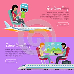 Air Traveling and Train Traveling Banners