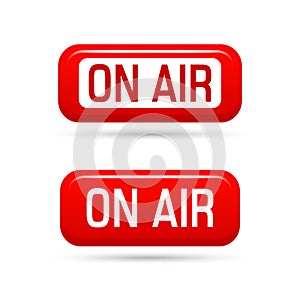 On air vector sign. Live stream symbol. Illustrration on-air sign, broadcast media sound, radio and television record.