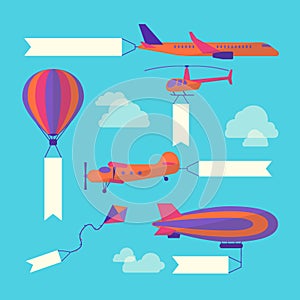 Air Vehicles Banners Set. Vector