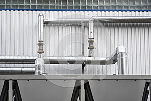 Air vent ducts of air conditioning and ventilation system on the wall.