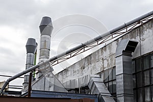 Air vent ducts of air conditioning and ventilation system on the wall.