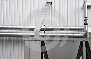 Air vent ducts of air conditioning and ventilation system on the wall.