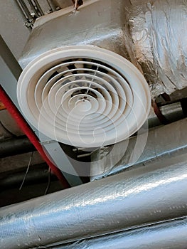 Air Ventilating tube installed on the ceiling of the factory building