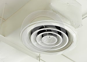 Air Ventilating tube installed on the ceiling of the office building.