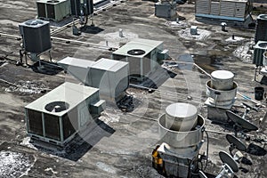 Air ventilation system installed on the roof of the building photo