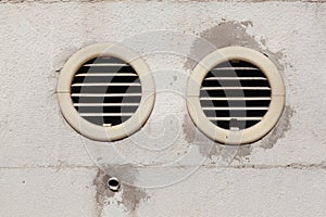 Air vents fixed on an outside wall