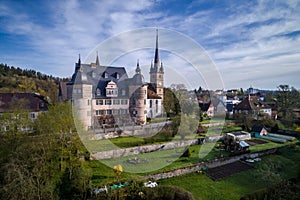 Air view of Ahorn castle