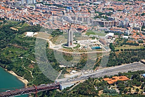 The air view of Cristo Rei in Almada. Lisbon. Portugal photo