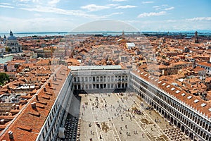 Air view to famous San Marco square in Venice