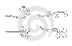 Air wind blows illustration set vector