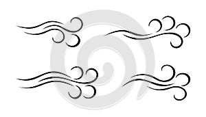Air wind blows illustration set vector
