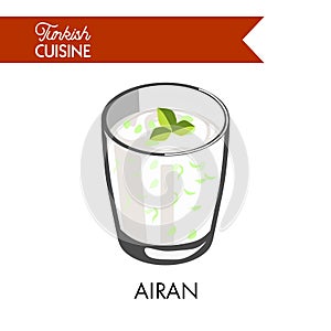Airan with herbs in transparent glass isolated illustration photo