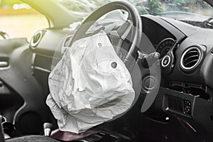 Airbag exploded at a car accident,Car Crash air bag