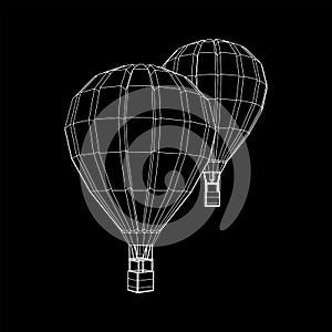 Airballoon design airway travel transport. Air ship with cabin