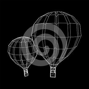 Airballoon design airway travel transport. Air ship with cabin