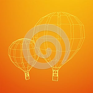 Airballoon design airway travel transport. Air ship with cabin